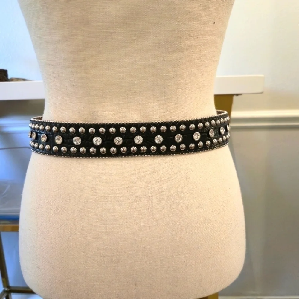 Vintage | Rhinestone Leather Belt